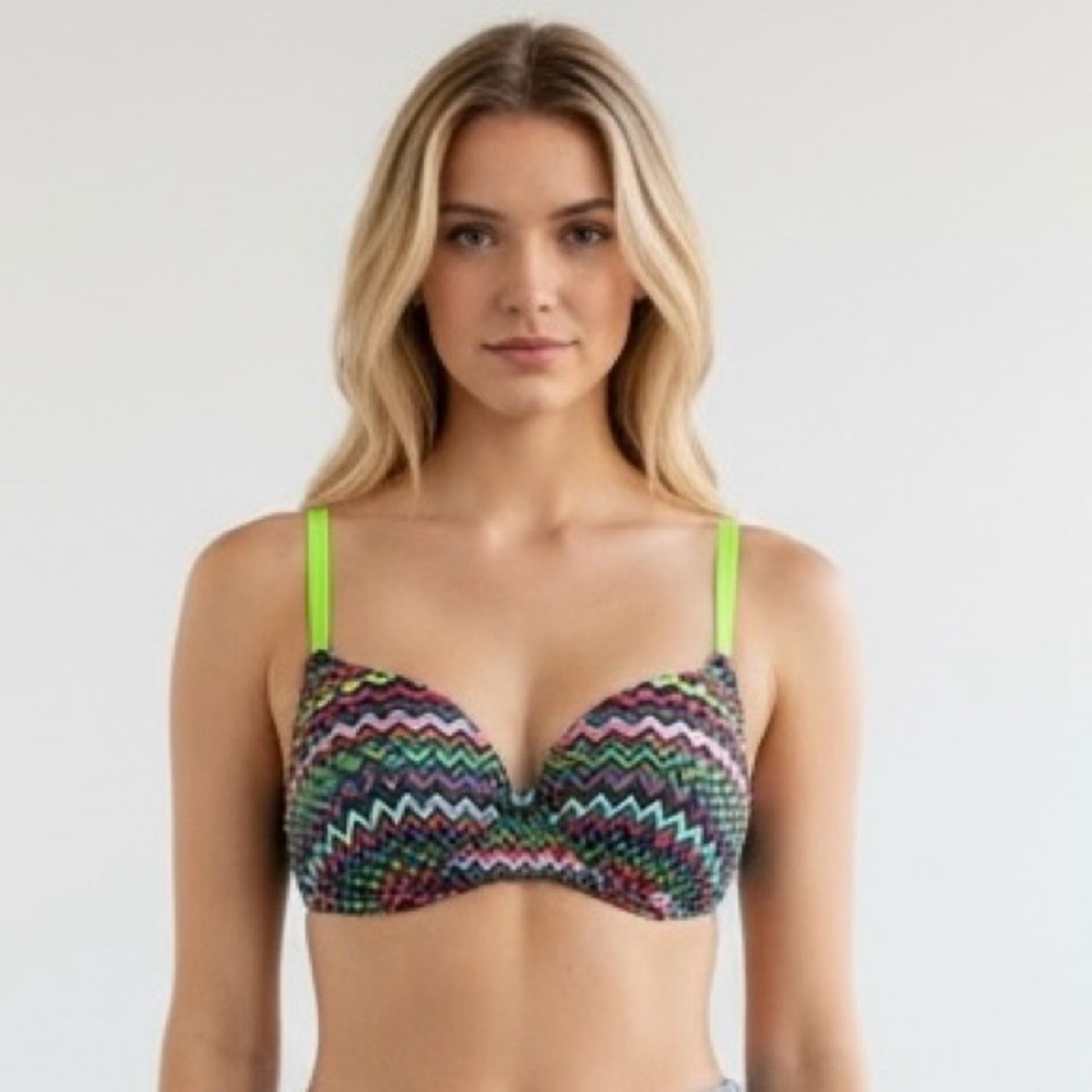 PINK Victoria's Secret 32C Florescent Green Blue Black Bra